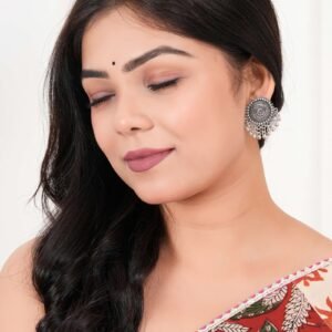 Earrings for Women Traditional Silver AZ838-OXidised Jhumka Set | German Silver Chand Baliyan & Jhumkas Earrings | Birthday & Anniversary Gift -AZ838-OX-ER32